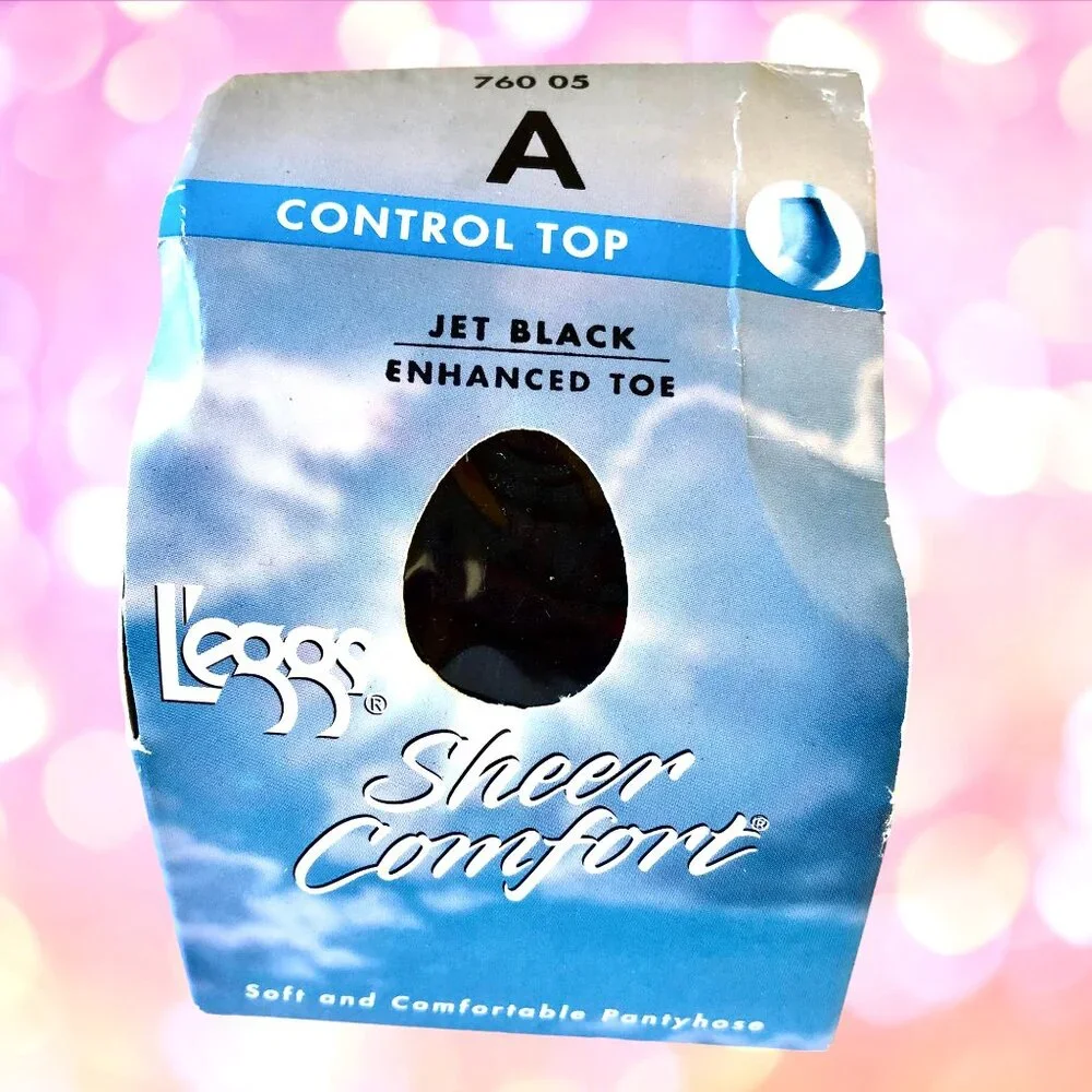 Leggs Sheer Energy Pantyhose Jet Black Control Top Enhanced Toe size A